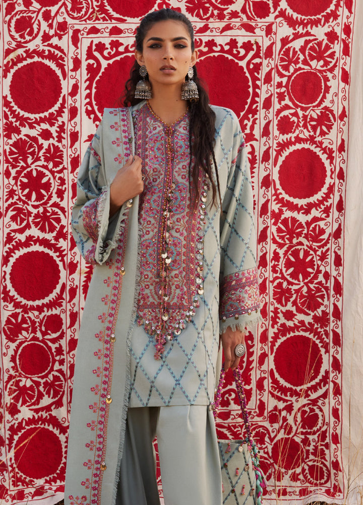 Zaha by Khadija Shah Unstitched Karandi Embroidered Suits 3 Piece ZL25KW NAYAB ZW25-06 - Winter Collection