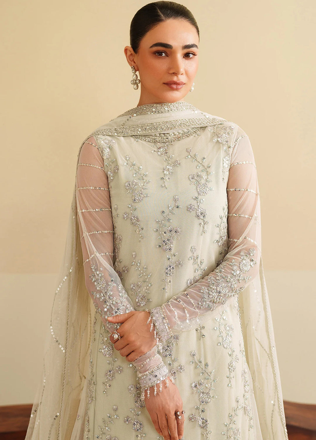 Zarif Unstitched Embroidered Net 3 Piece Suit ZR26UF Roohi RFE-02-Leemah - Festive Collection