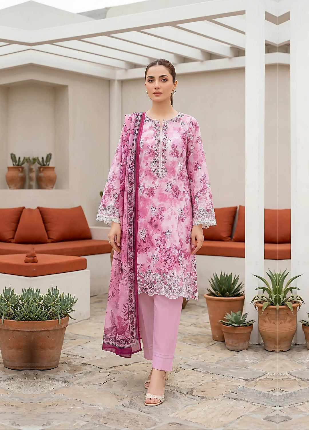 Komal by Lakhany Unstitched Embroidered Lawn 3 Piece Suit LSM26ULK LG-RL-0465 - Summer Collection