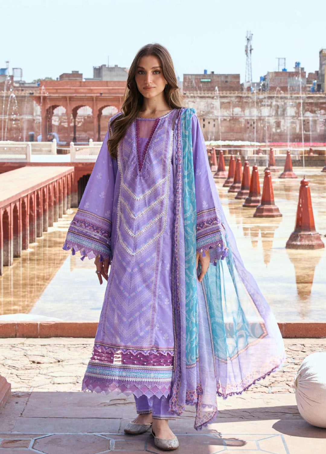 Angan by Kahf Unstitched Printed Lawn 3 Piece Suit KHF26ULA NAJAM KPS-6A - Festive Collection