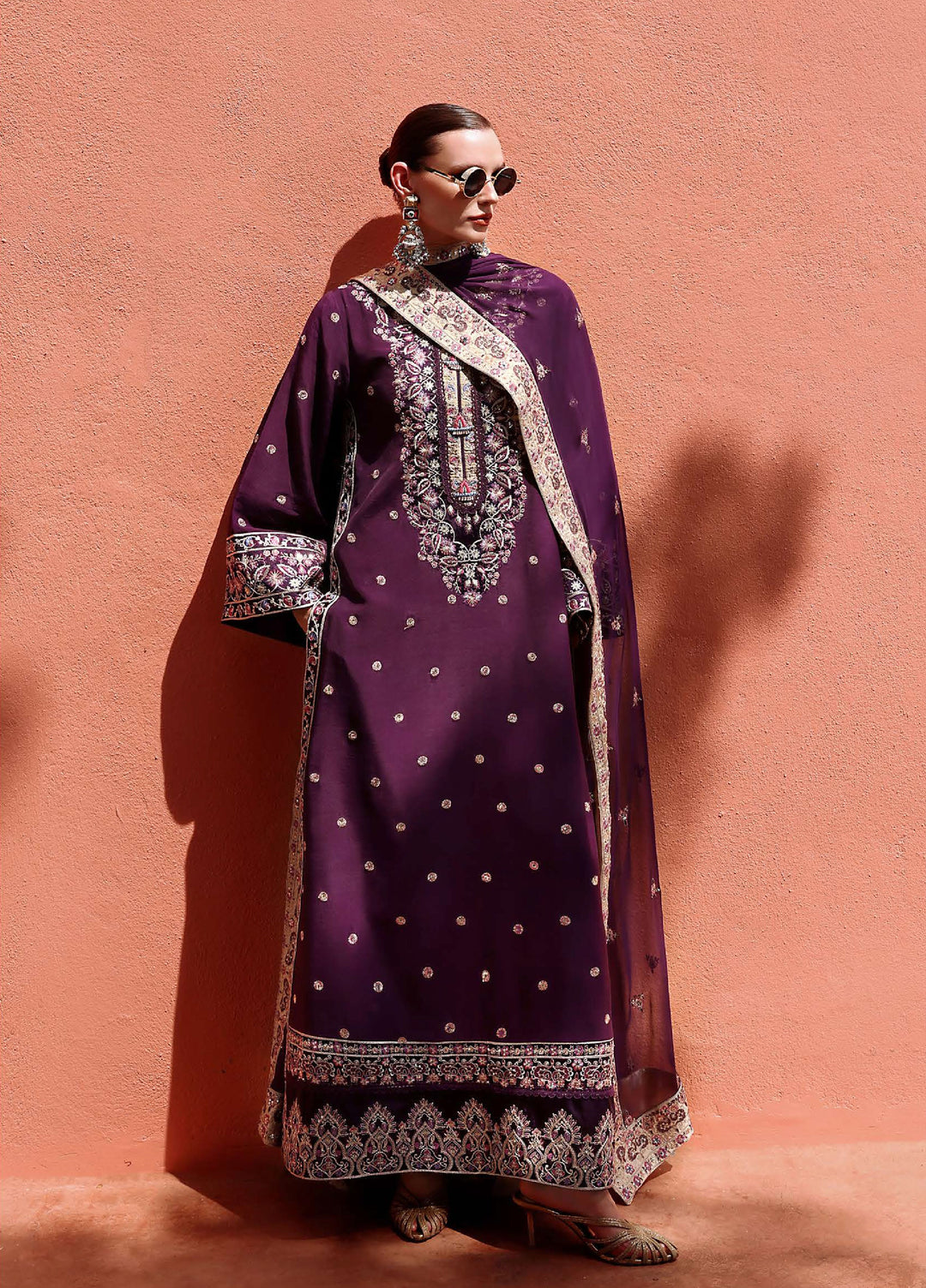 Nuvera Hemline by Mushq Unstitched Raw Silk Embroidered 3 Piece Suit MU26UNH D-10 Minerva - Festive Collection