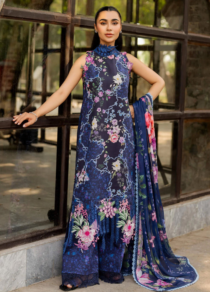 Meraki by Asifa and Nabeel Unstitched Embroidered Lawn 3 Pcs Suit AN26UM MSSL-04 Indigo Craft - Summer