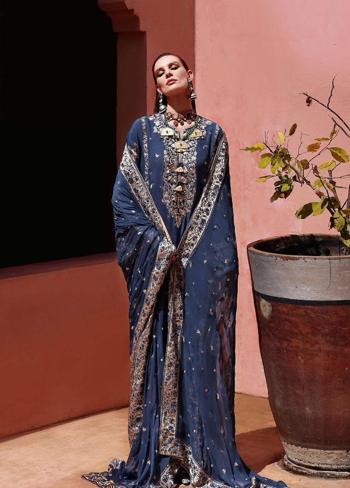 Nuvera Hemline by Mushq Unstitched Raw Silk Embroidered 3 Piece Suit MU26UNH D-1 Vivian - Festive Collection