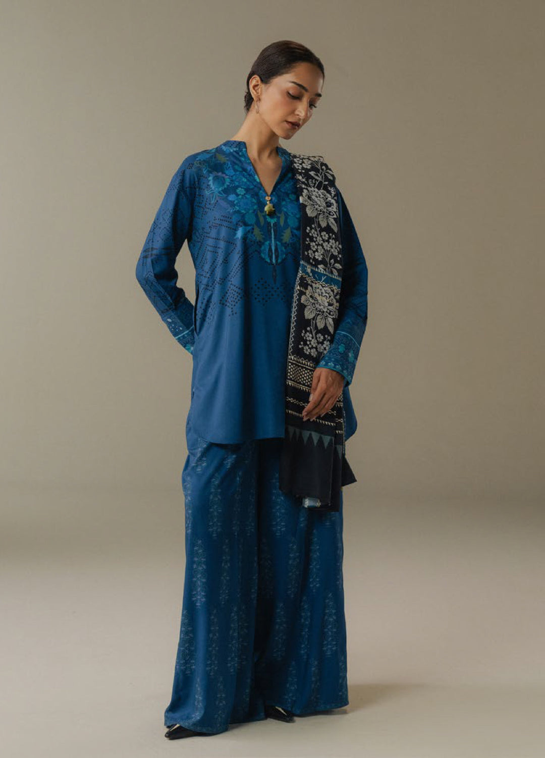 Coco by Zara Shahjahan Prints Unstitched Linen Suits 3 Piece CZS25PW Terracotta Sky D-9B - Winter Collection