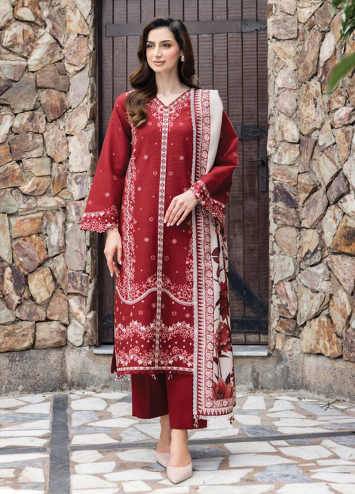 Eminence by Farasha Embroidered Khaddar Suits Unstitched 3 Piece FSH25FW D-04 Claret - Winter Collection