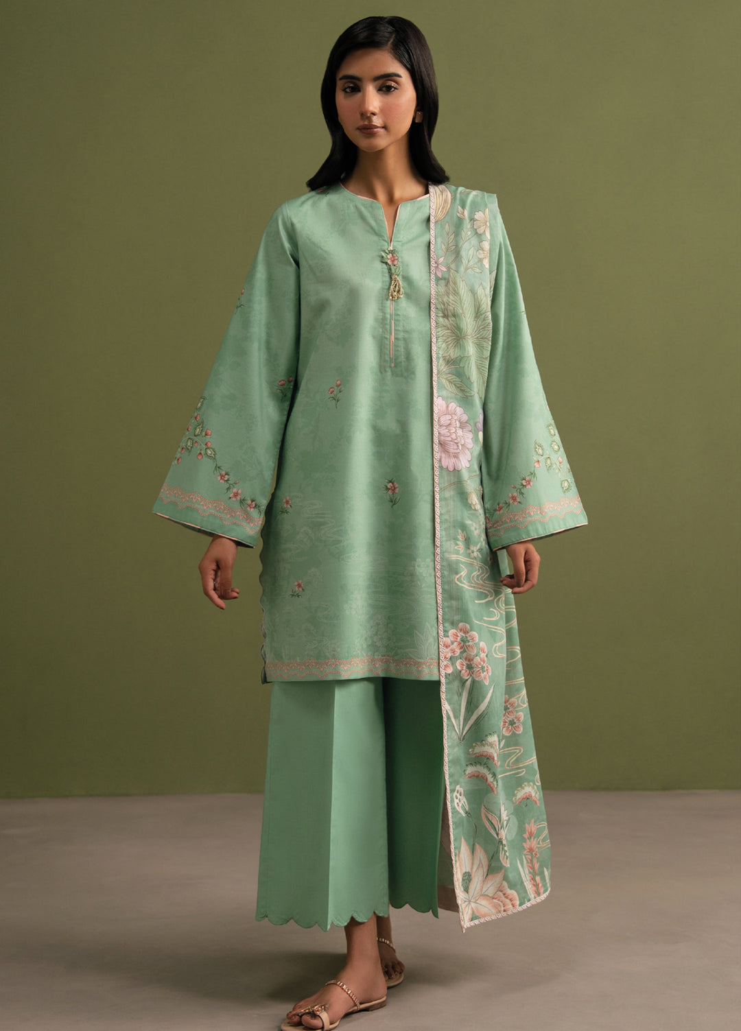 Seran Essentials Unstitched Printed Lawn 3 Piece Suit SN26UEL Sorell D-07 - Summer Collection