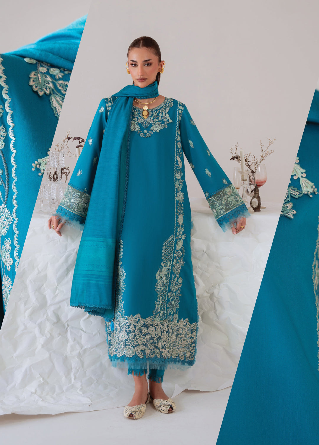 Miraal By Aabyaan Embroidered Chikankari Suits Unstitched 3 Piece ABY25MV D-AV-03-Nehal - Winter Collection