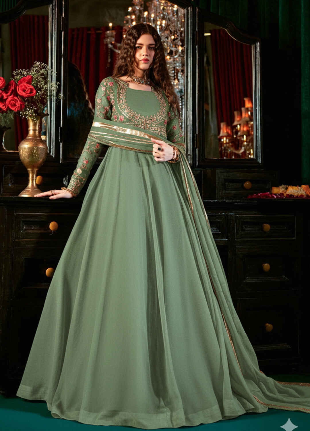 Aura by Haniumaimaz RTW Embroidered Chiffon 2 Piece Suit HUM26RCA AROOSHA - Festive Collection