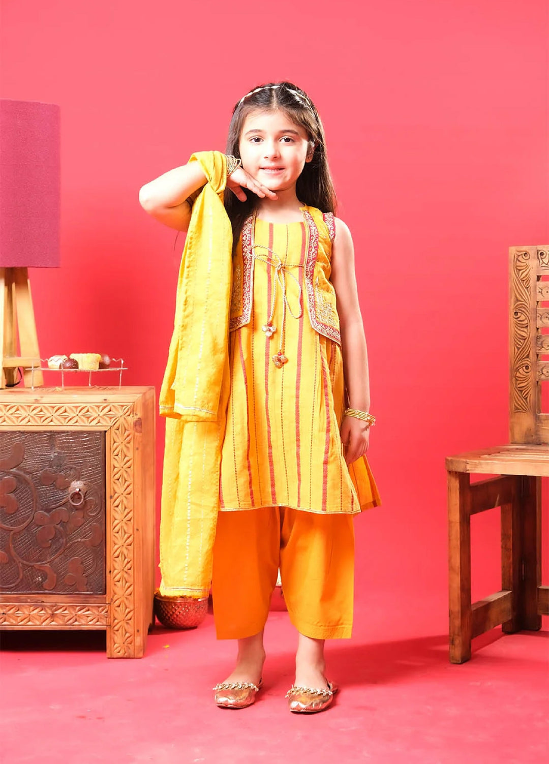 Senorita Girls RTW Solids Cotton 3 Piece Suit KBD-03350 - Casual Collection