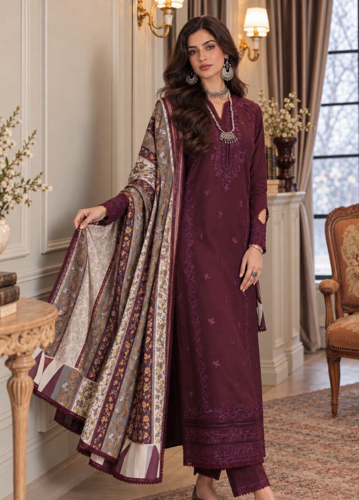 Noor by Saadia Asad Unstitched Embroidered Linen 3 Piece Suit SA26UNL D7 B - Winter Collection