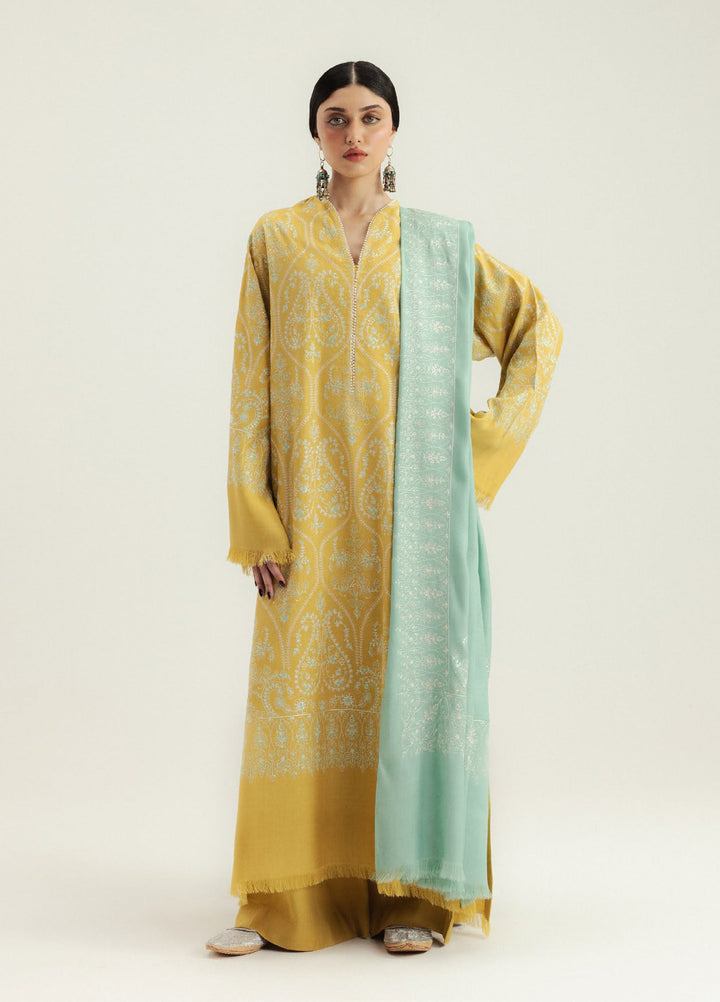 Zara Shahjahan Unstitched Winter Marina Embroidered Suits 3 Piece CZS25WC D1-Zarvaan - Winter Collection