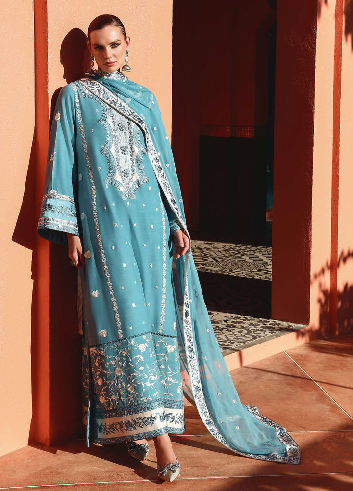 Nuvera Hemline by Mushq Unstitched Raw Silk Embroidered 3 Piece Suit MU26UNH D-8 Glinda - Festive Collection