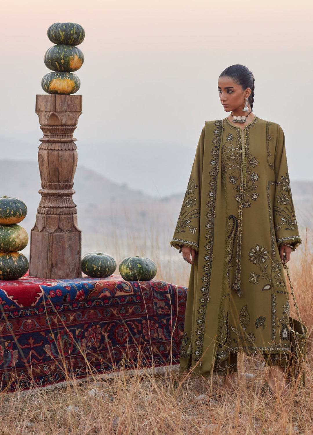Zaha by Khadija Shah Unstitched Karandi Embroidered Suits 3 Piece ZL25KW NAYRA ZW25-07 - Winter Collection