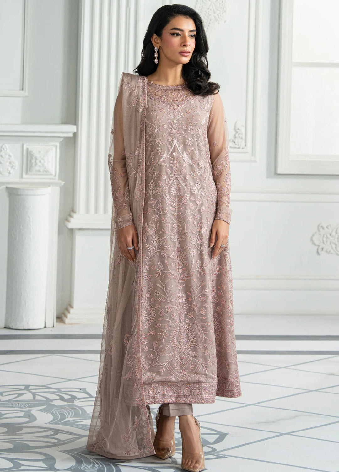 Zarif Unstitched Embroidered Net 3 Piece Suit ZR26UF Inara ZRI-06-Hayda - Festive Collection