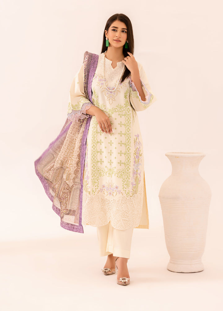 Gohor e Nayab by Ruby Suleiman Pret Lawn Suits 3 Piece Soft Ivory - Festive Collection
