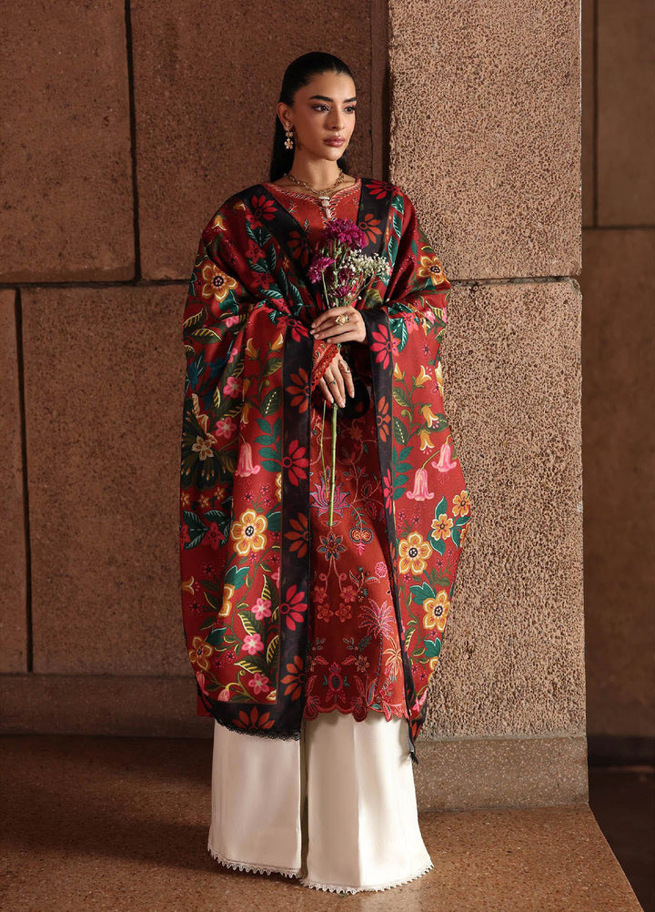 Rajbari Premium Unstitched Peach Winter Shawl Exclusive Embroidered Suits 3 Piece RB25PW D-10 - Winter Collection