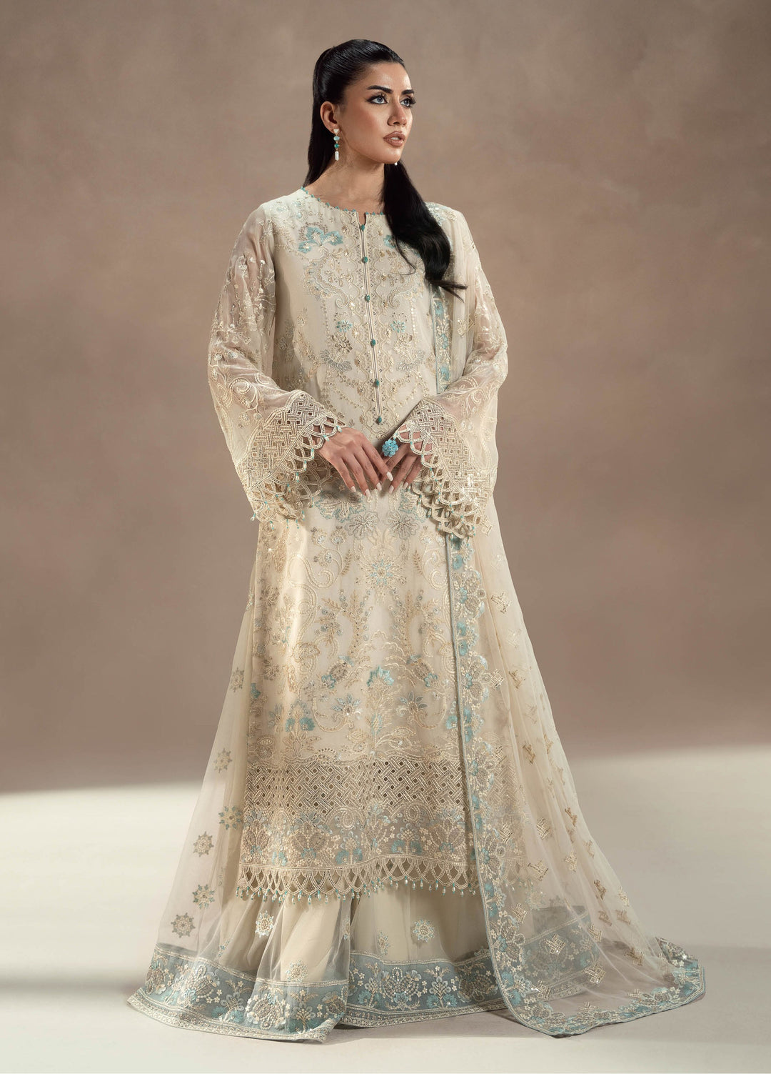 Afsanah by Lavish Premium Unstitched Chiffon Embroidered Suits 3 Piece LV25AC PEARL GARDEN-07 - Festive Collection
