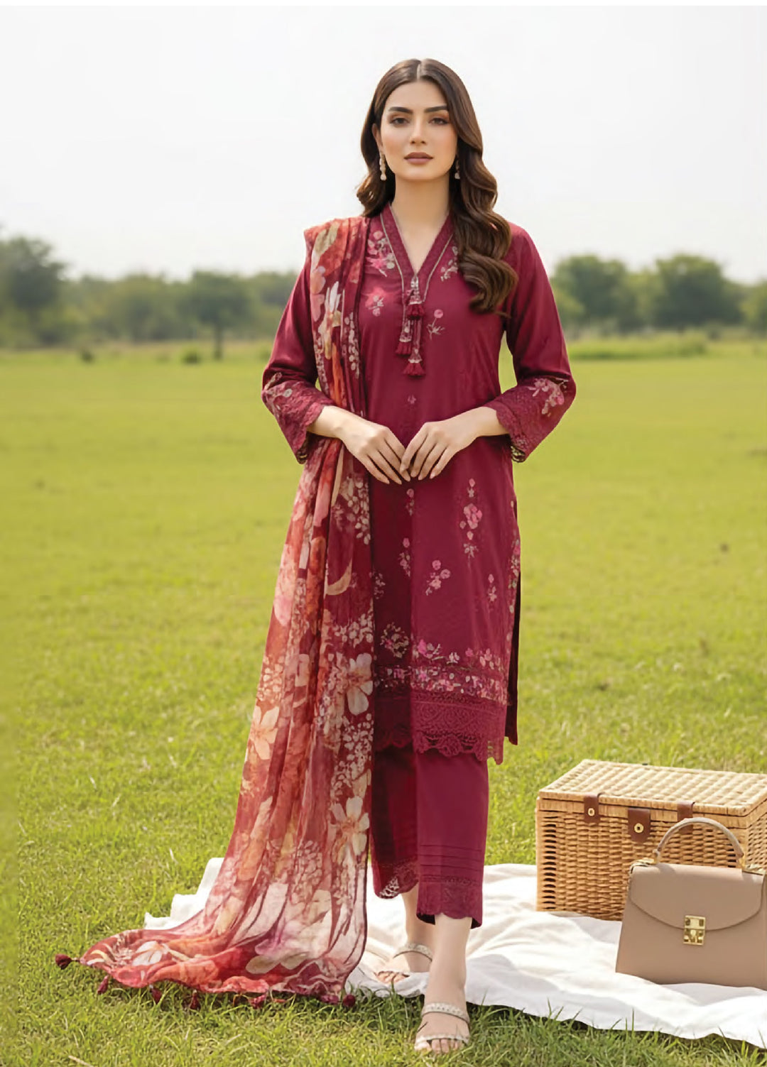 Essentials by Lakhany Unstitched Embroidered Lawn 3 Piece Suit LSM26UE LG-RL-0258 - Summer Collection