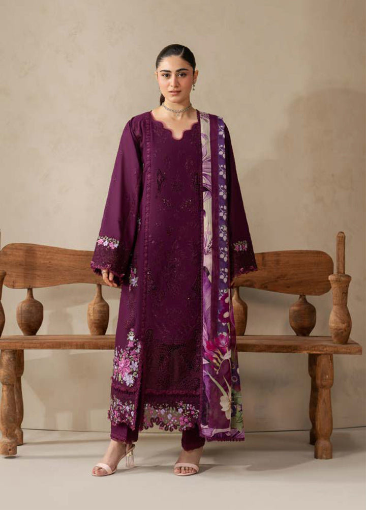 E-Craft by Elaf Unstitched Printed Lawn 3 Piece Suit EHC-2B Cassis - Casual Collection