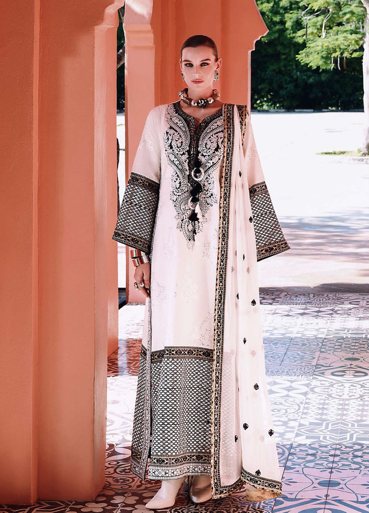 Nuvera Hemline by Mushq Unstitched Raw Silk Embroidered 3 Piece Suit MU26UNH D-2 Gillian - Festive Collection