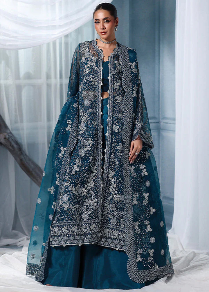 Zynoria by Saffron Unstitched Organza Embroidered Suits 3 Piece SFR25Z Tourmaline - Festive Collection