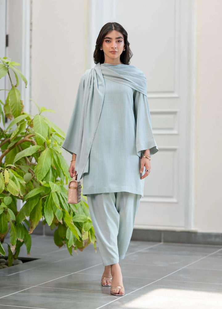 Minor Defect by Ayesha Somaya RTW Solids Irish Linen 2 Piece Suit Mint Drape Casual Collection