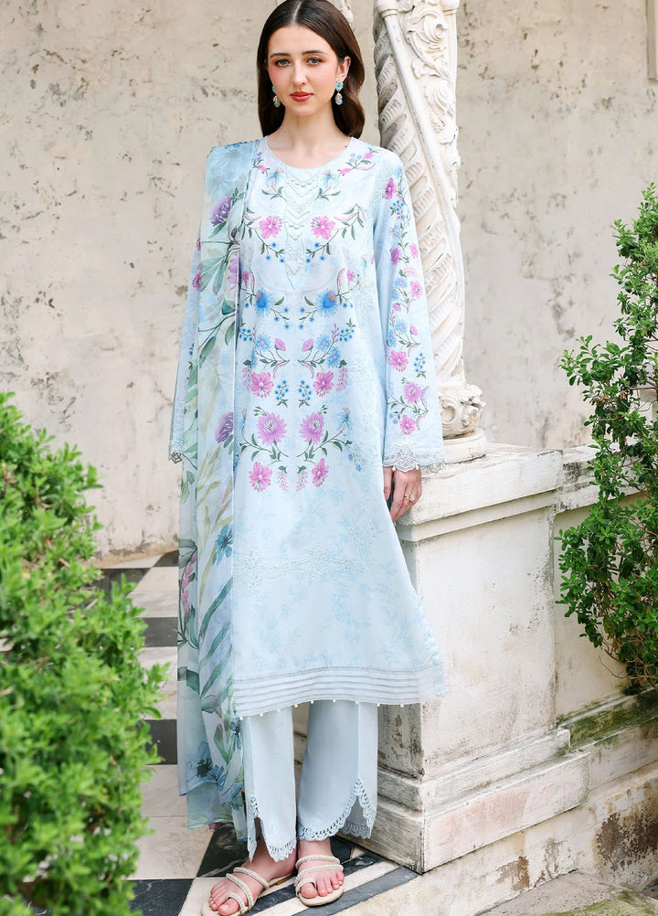 Cross Stitch Unstitched Embroidered Lawn 3 Piece Suit CS26ULE Aqua Glint - Eid Collection