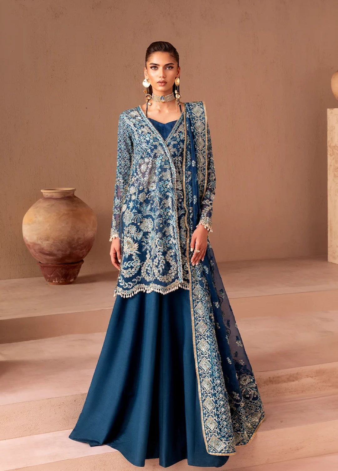 Clay N Couture by Emaan Adeel Unstitched Embroidered Chiffon 3 Piece Suit  Elara - Festive Collection