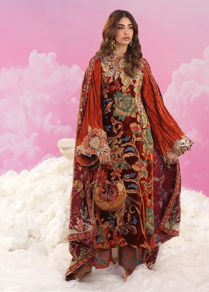 Mount Olypus by Musferah Saad Pret Embroidered Devore 2 Piece Eternal Flame - Festive Collection