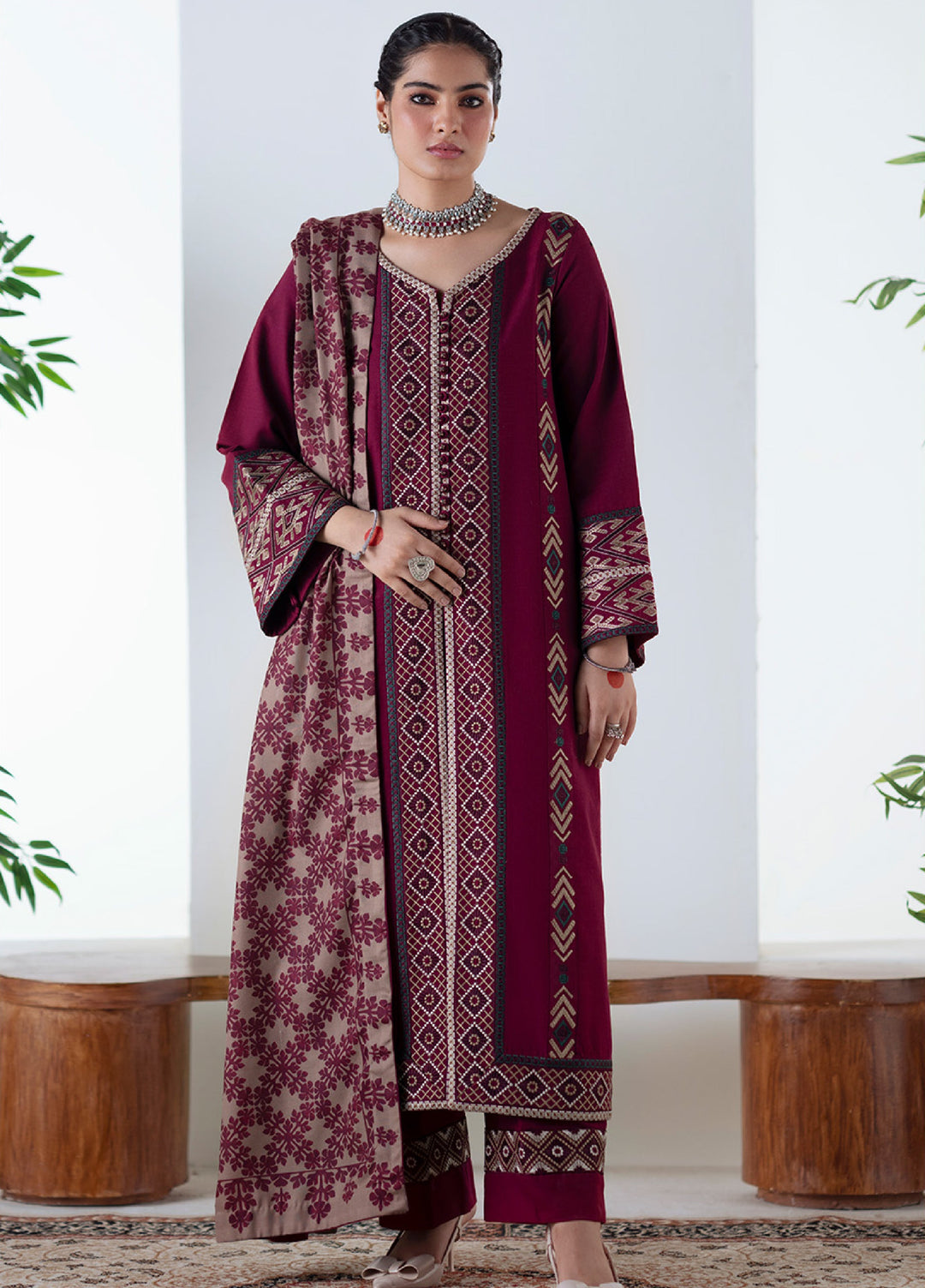 Noore by Freesia Unstitched Khaddar Embroidered Suits 3 Piece FRE25NW FSU-5670 Malalai - Winter Collection