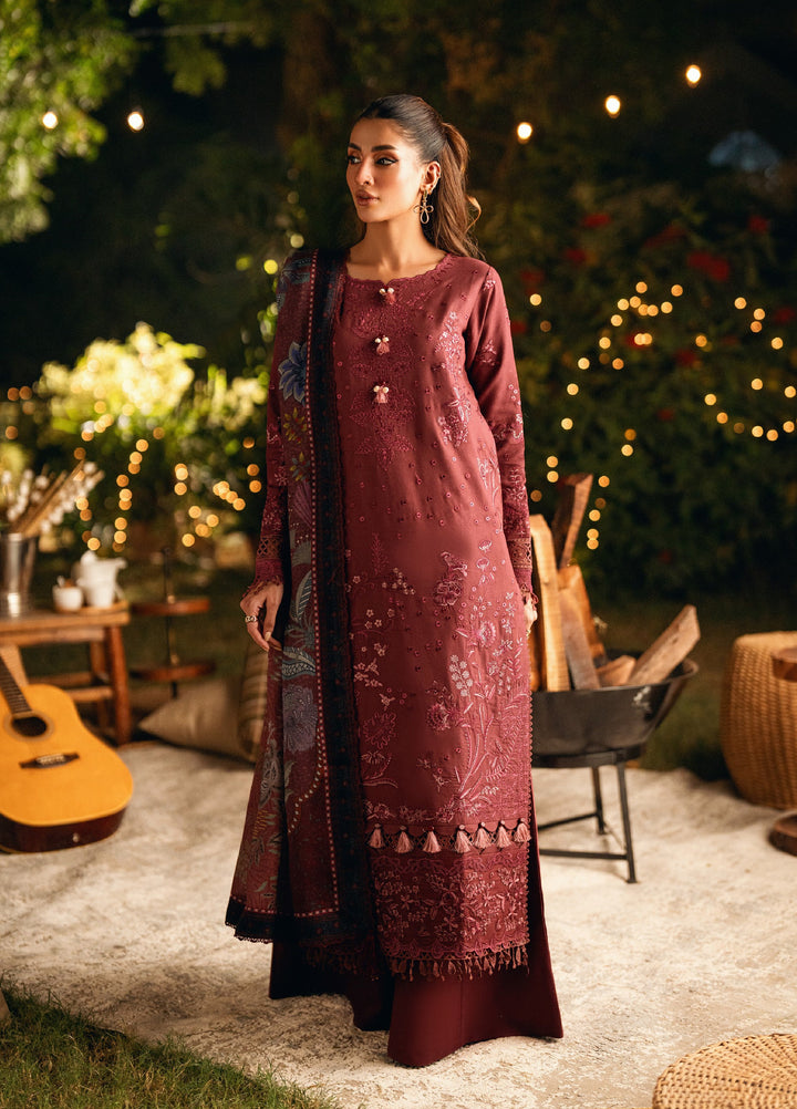 Florent Serenity Embroidered Woolen Shawls Unstitched Karandi Suits 3 Piece FL25WS FL-6B - Winter Collection