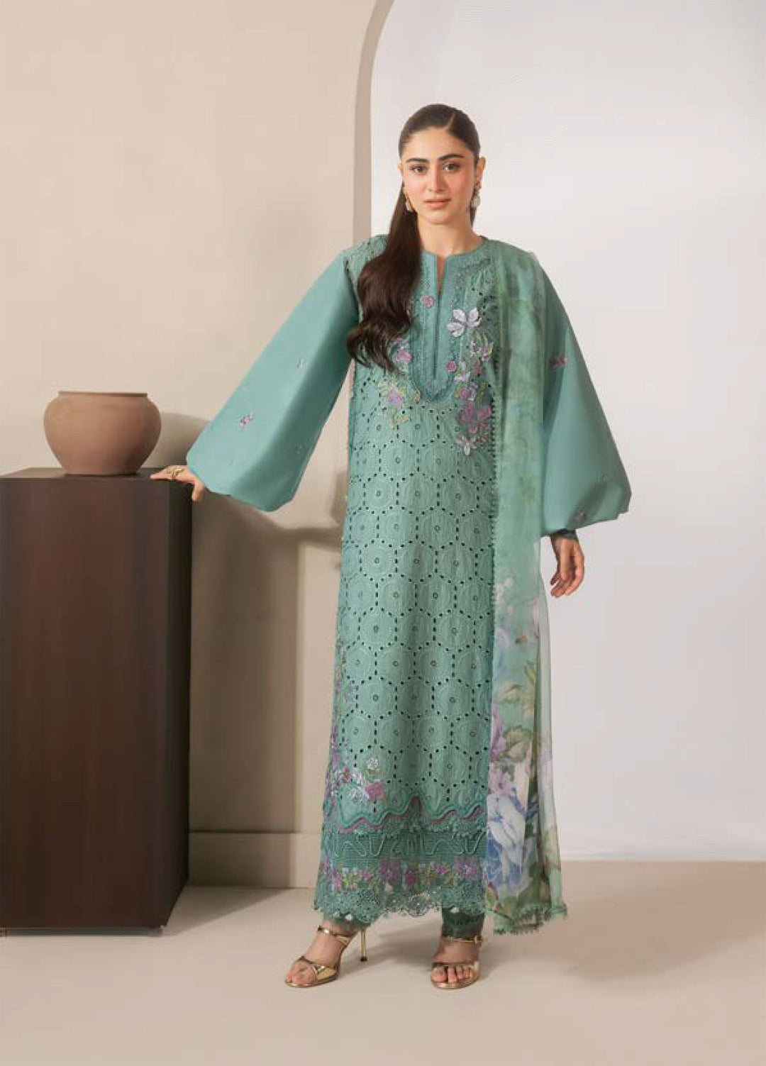 E-Craft by Elaf Unstitched Printed Lawn 3 Piece Suit EHC-1B Willow - Casual Collection