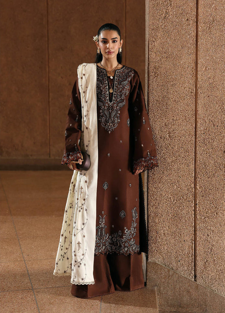 Rajbari Premium Unstitched Peach Winter Shawl Exclusive Embroidered Suits 3 Piece RB25PW D-8 - Winter Collection