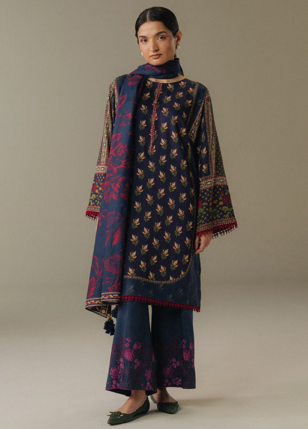 Coco by Zara Shahjahan Prints Unstitched Linen Suits 3 Piece CZS25PW Soft Current D-7B - Winter Collection