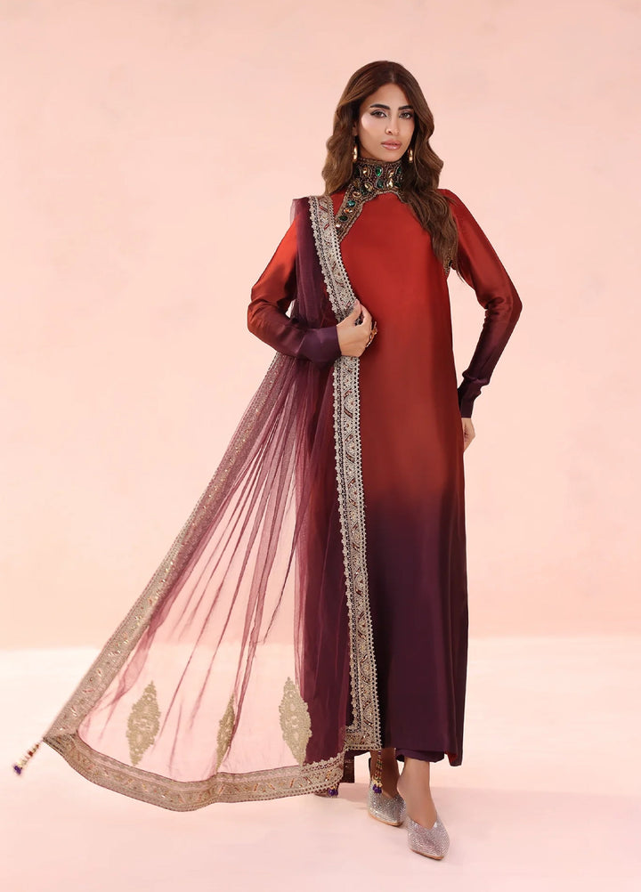 Eterna by Musferah Saad Pret Embroidered Tissue Silk 2 Piece Sunset Ombre - Festive Collection