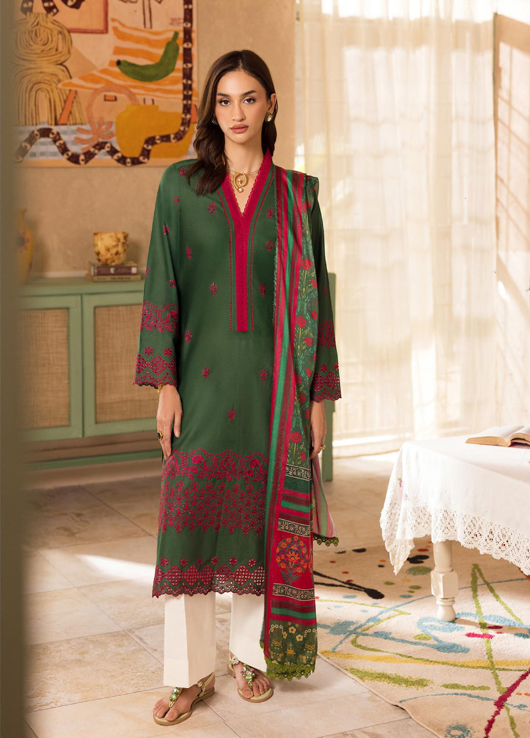 Nissa by Rajbari Unstitched Chikankari Embroidered Lawn 3 Piece Suit RB26UNCL D-8 - Summer Collection