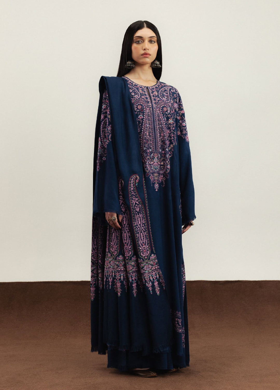 Zara Shahjahan Unstitched Winter Marina Embroidered Suits 3 Piece CZS25WC D3-Neelum - Winter Collection