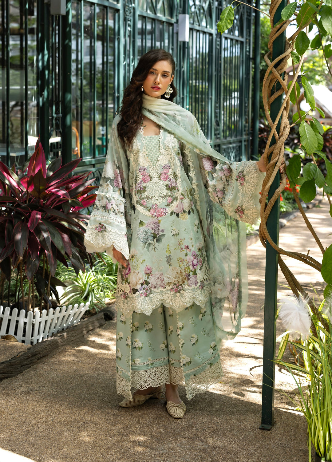Signature by Elaf Premium Unstitched Embroidered Lawn 3 Piece Suit EL26USP ESA-4B MINT MEADOW - Summer Collection