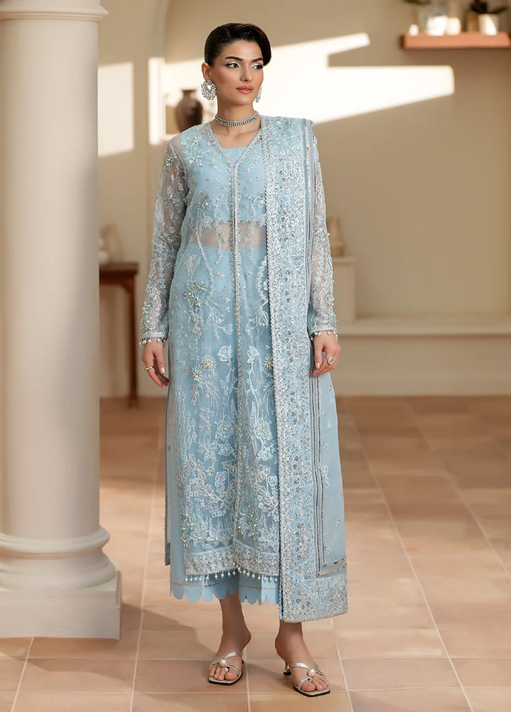 Yashfa Unstitched Hand Work Organza 4 Piece Suit ZINNIA - Festive Collection
