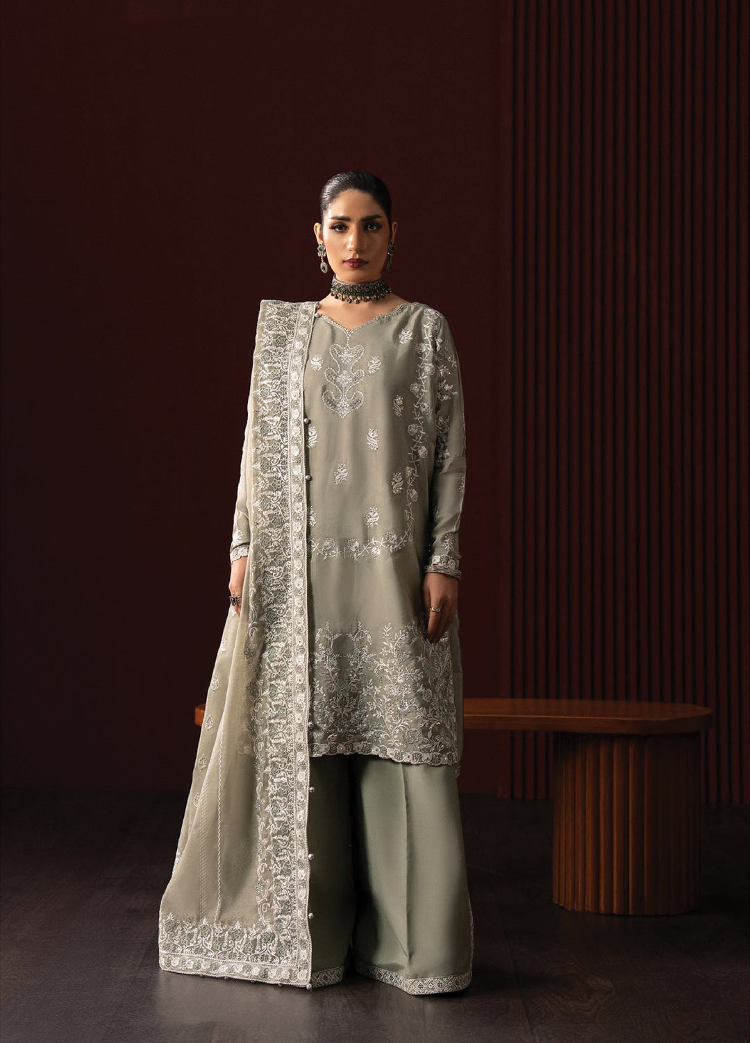 Lady by Aik Atelier Unstitched Tussar Silk Embroidered Suits 3 Piece AIK25L D-06 AIK25L - Festive Collection