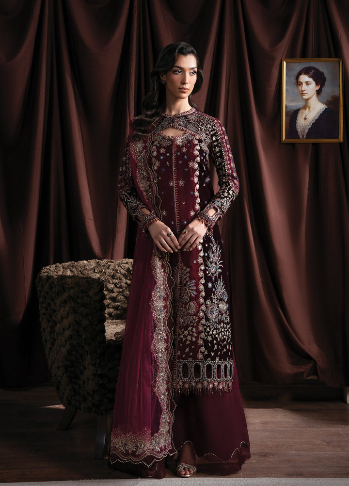 Solene By Faiza Faisal Embroidered Velvet Suits Unstitched 3 Piece FF25SV WS25-0448 - Festive Collection