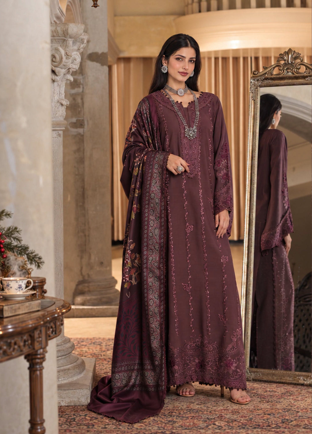 Noor by Saadia Asad Unstitched Embroidered Linen 3 Piece Suit SA26UNL D5 A - Winter Collection