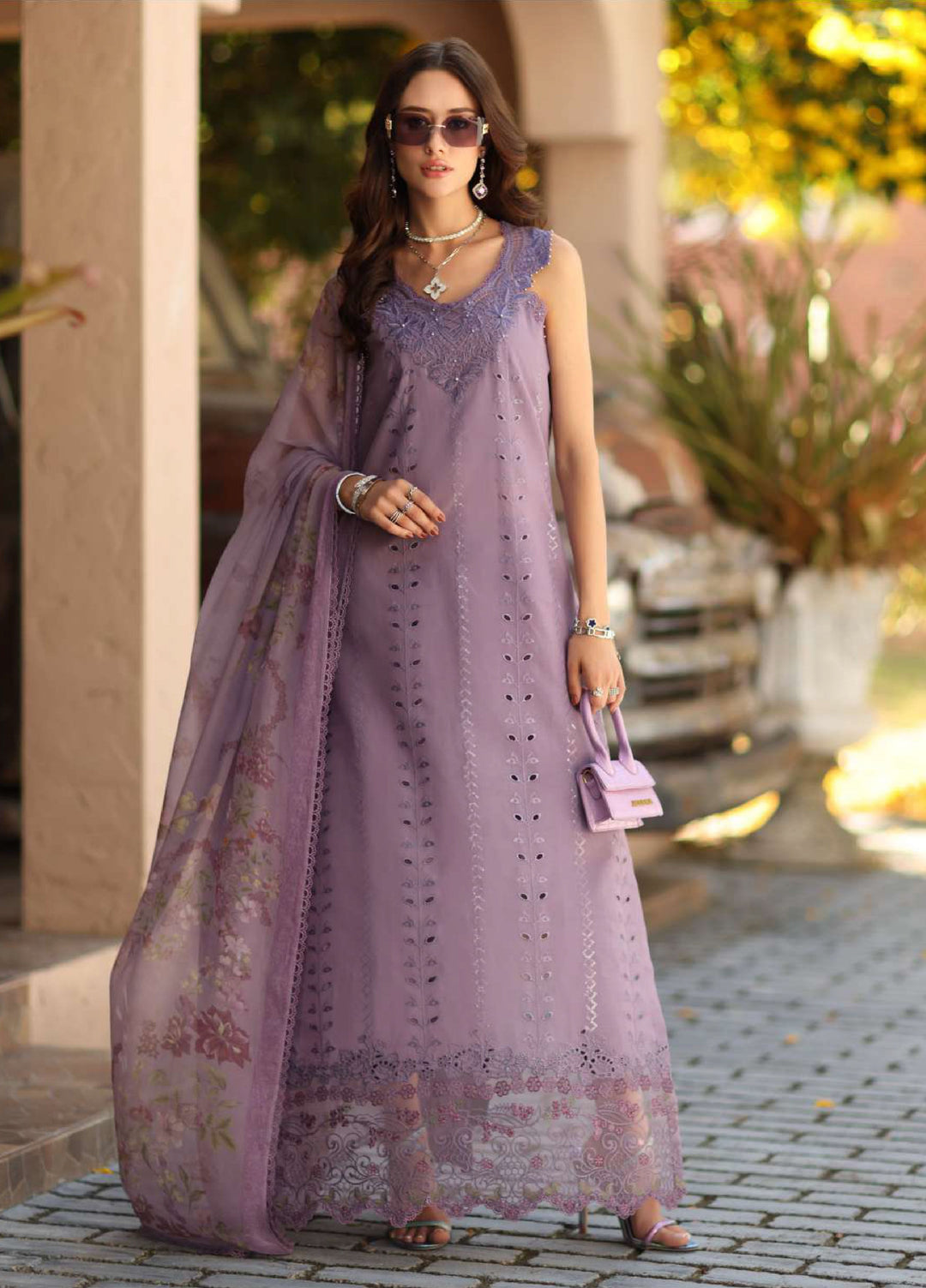 Noor Luxe by Saadia Asad Unstitched Embroidered Lawn 3 Piece Suit SA26UNL D-4A - Summer Collection