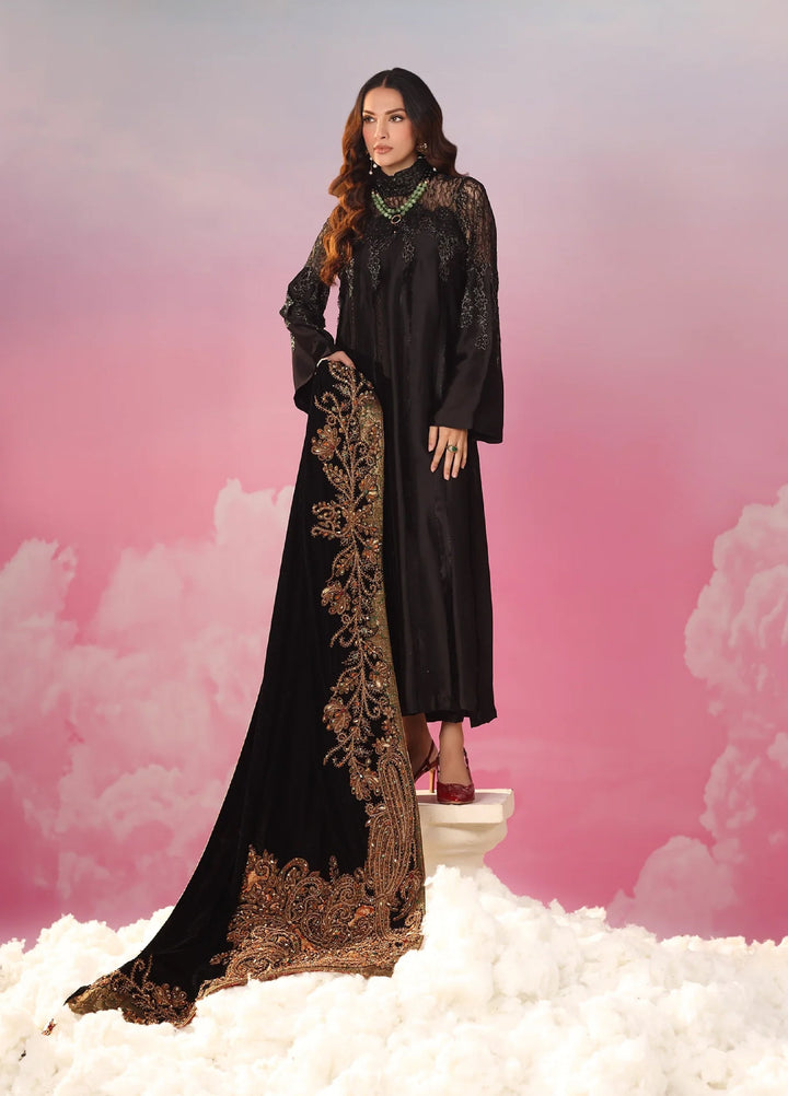 Mount Olypus by Musferah Saad Pret Embroidered Tissue Silk 2 Piece Midnight Eternel - Festive Collection