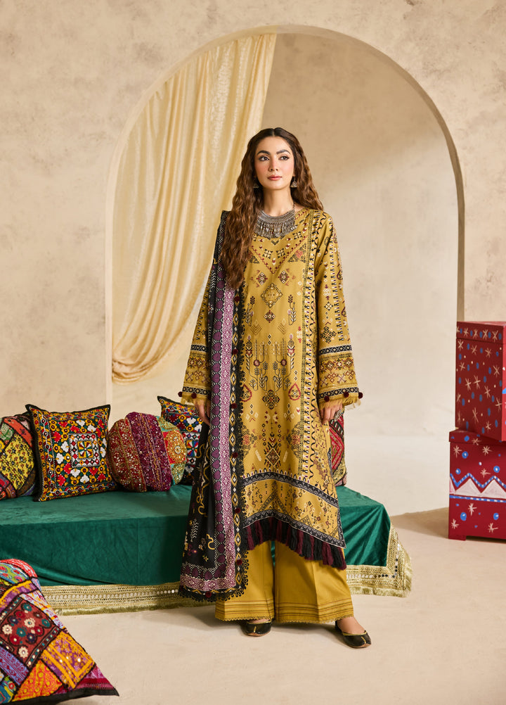 Zync by Florent One Nation Unstitched Khaddar Embroidered Suits 3 Piece FL25ON FL-5A - Winter Collection