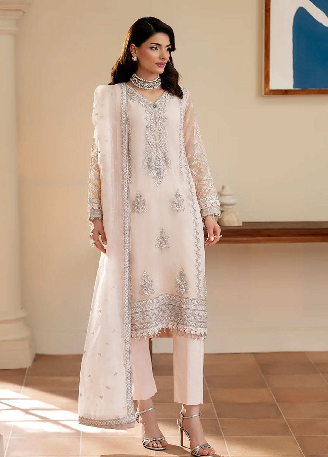 Yashfa Unstitched Hand Work Organza 4 Piece Suit SHANZA - Festive Collection