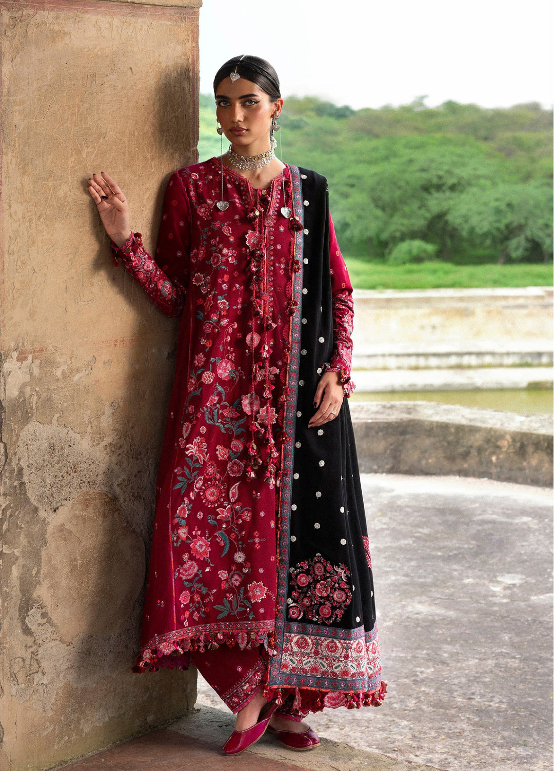 Hussain Rehar Unstitched Karandi Winter Embroidered Suits 3 Piece HRR25K Pankhuri - Winter Collection