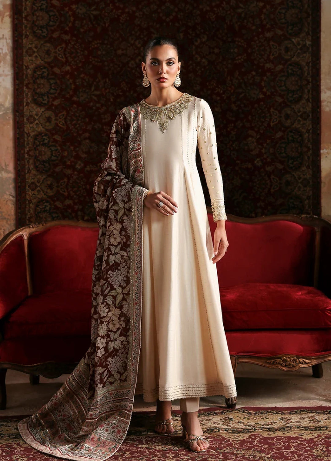 Afsana E Silk by Emaan Adeel Unstitched Embroidered Raw Silk 3 Piece Suit Laleh - Festive Collection