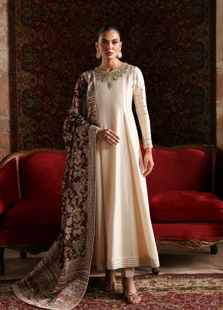 Afsana E Silk by Emaan Adeel Unstitched Embroidered Raw Silk 3 Piece Suit Laleh - Festive Collection