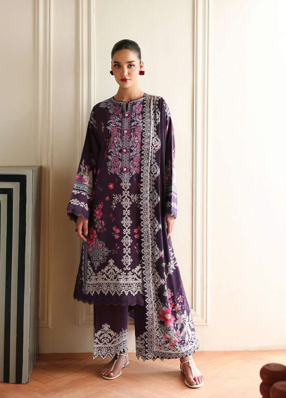Eclat Garden by Roheenaz Unstitched Printed Lawn 3 Piece Suit RN26UEL Poppy Bloom - Summer Collection